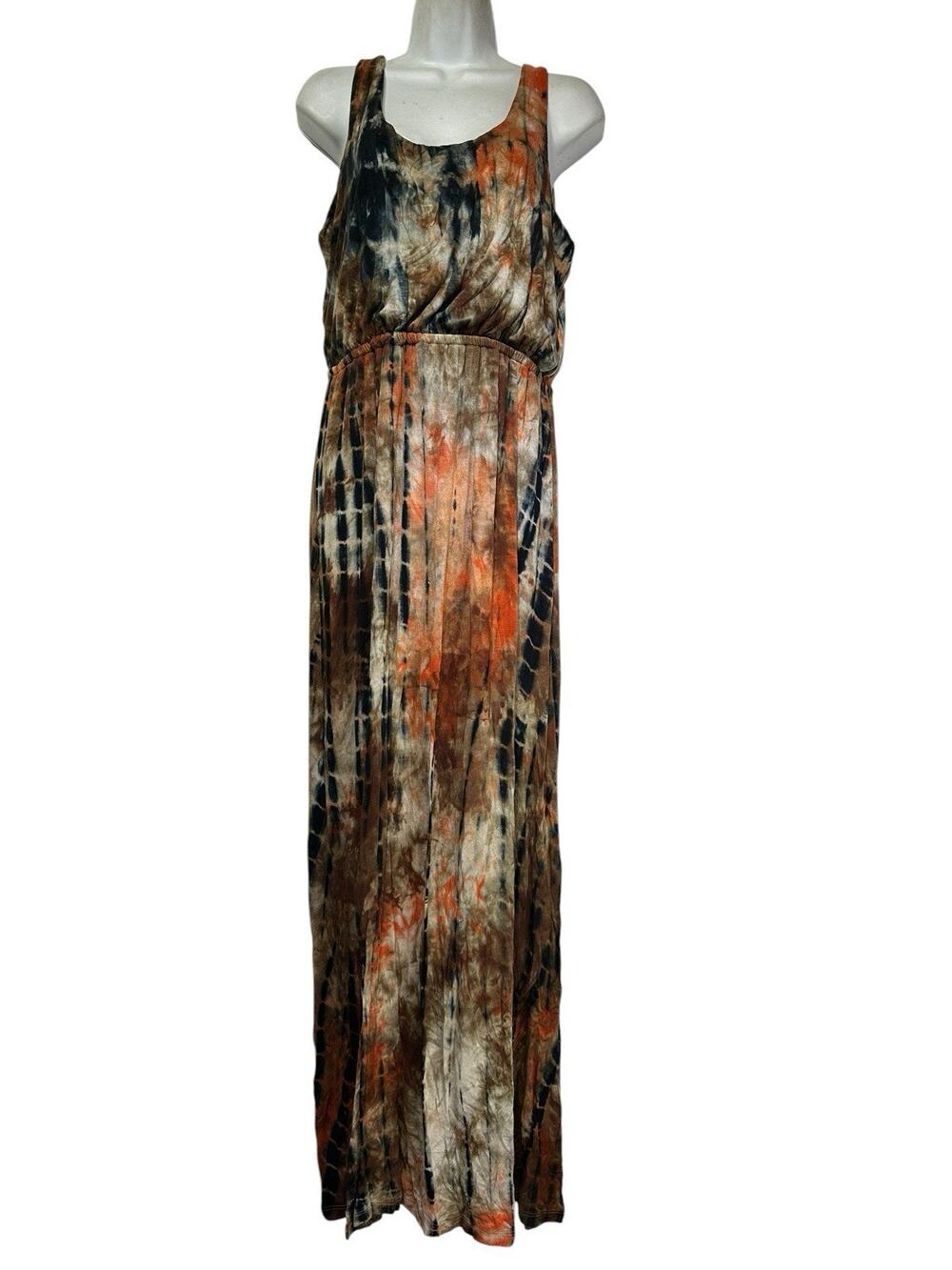 bobeau tie dye long sleeveless Cinched Waist maxi dress Size L